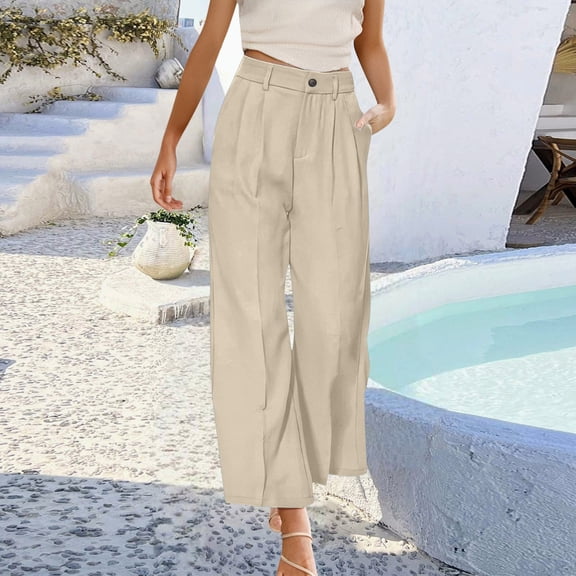 SIYUDAN Womens Trousers Women Casual Pants BeigeAdult Work Pants For Women Loose Work Pants For Women Womens Trousers High Waisted Summer Pants