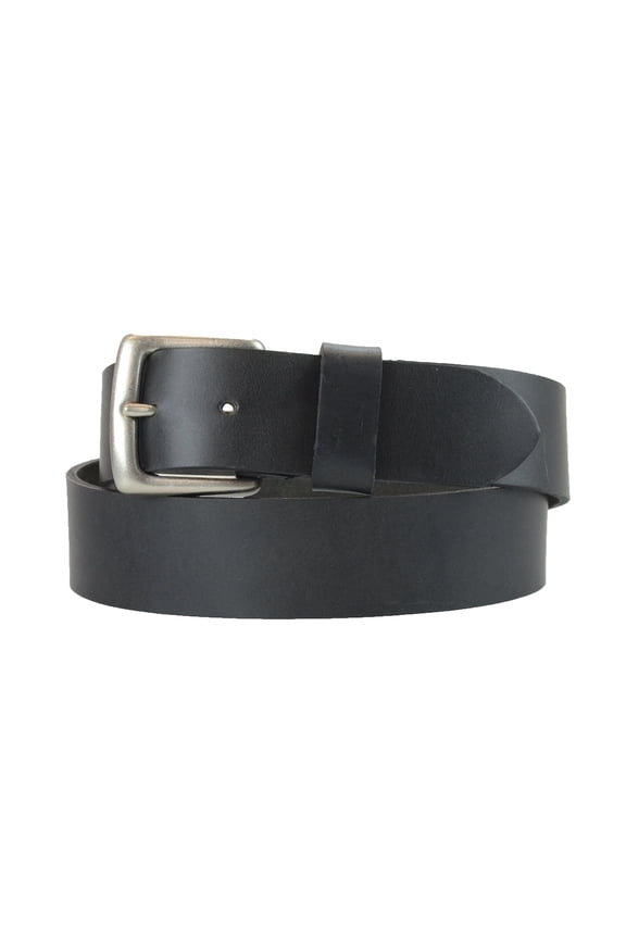 SIZE 38 - ASSEMBLED IN USA 38 MM BLACK CASUAL BELT FROM US STEER & US NICKEL BUCKLE