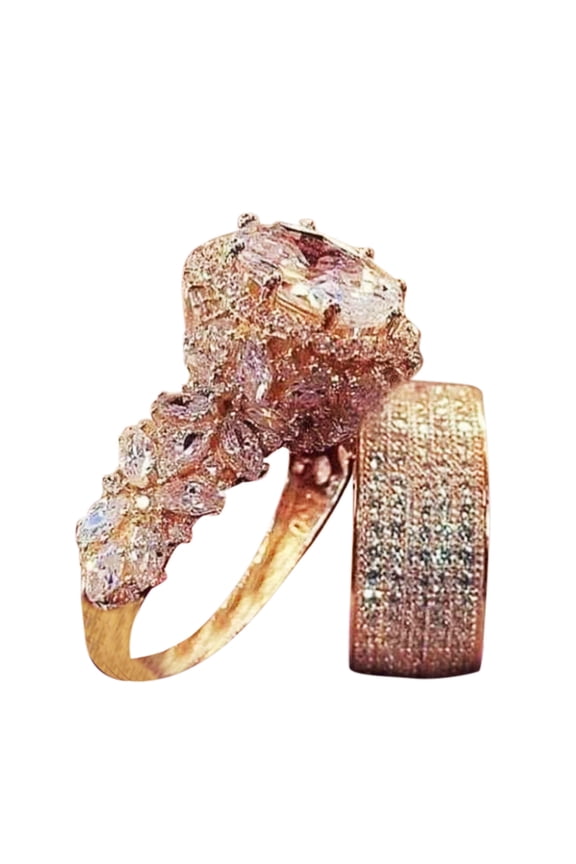 Couples Rings Set Yellow White Stone Ring Handmade Cut Wedding Engagement Jewelry Gift Pearl Ring Silver 925 Thumb Ring