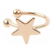 SIfdSeng Creative Ear Clip Fashion Trendy Star Love Moon Triangle Ear Clip U Shaped Ear Clip Flatback Stud Earrings Silver Birthday Earrings Pink Bow Earrings