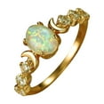 thumbnail image 1 of SIfdSeng Cubic Zirconia Ring Princess Cut Oval White Opal Moon Ring Retro Light Ring Simple Style Zirconia Ring Rose Gold Ring Sets for Women Non Tarnish Garnet Ring, 1 of 5