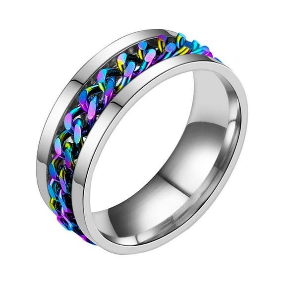 SIfdSeng Cute Rings Gold Ring Set Chain Rotation Ring Titanium Ring Promise Rings for Her Pink Flower Sterling Silver Jewelry