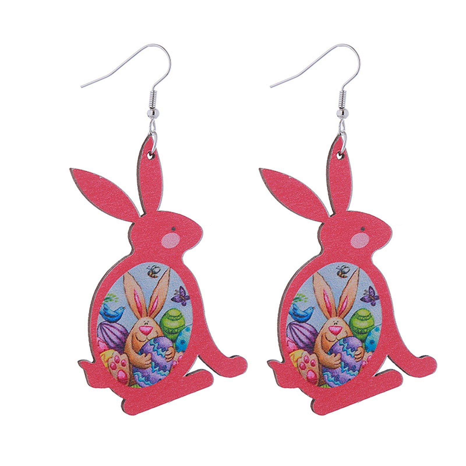 SIfdSeng Easter Earrings Rabbit Earrings Cute Printed Easter Eggs ...