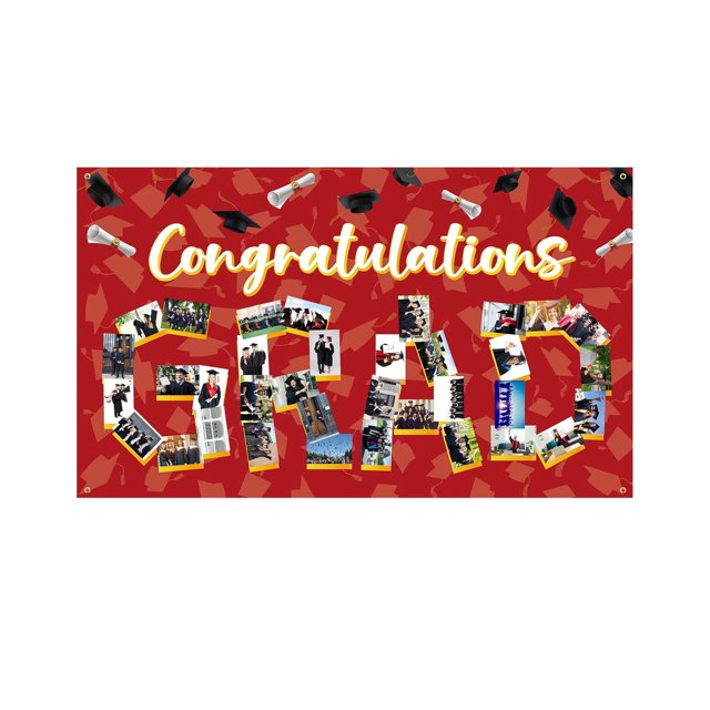 SIfdSeng Graduation Banner Red and Black The of Achievement with Our