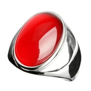 SIfdSeng Rings for Men Stainless Steel Artificial Cat Eye Stone Ring Titanium Steel Ring