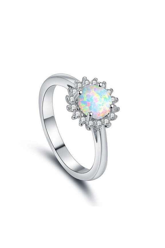 Stainless Steel Rings Gold Big Opal Ring Round Opal White Stone Hand Jewelry Fashion Jewelry Ring Stainless Steel Rings for Women Butterfly Stainless Steel Rings Hardware