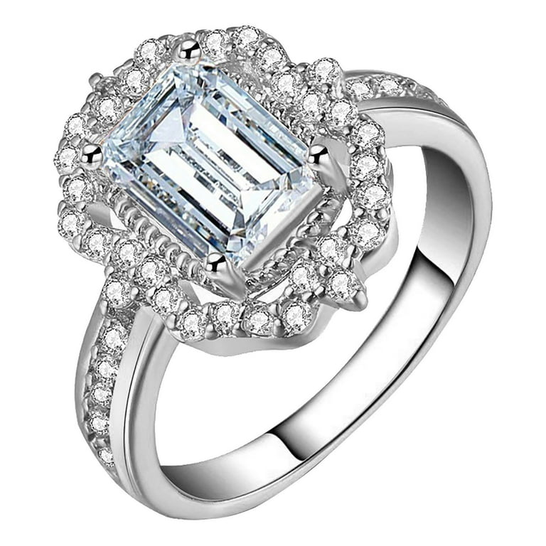 Stainless steel engagement rings cubic zirconia sale
