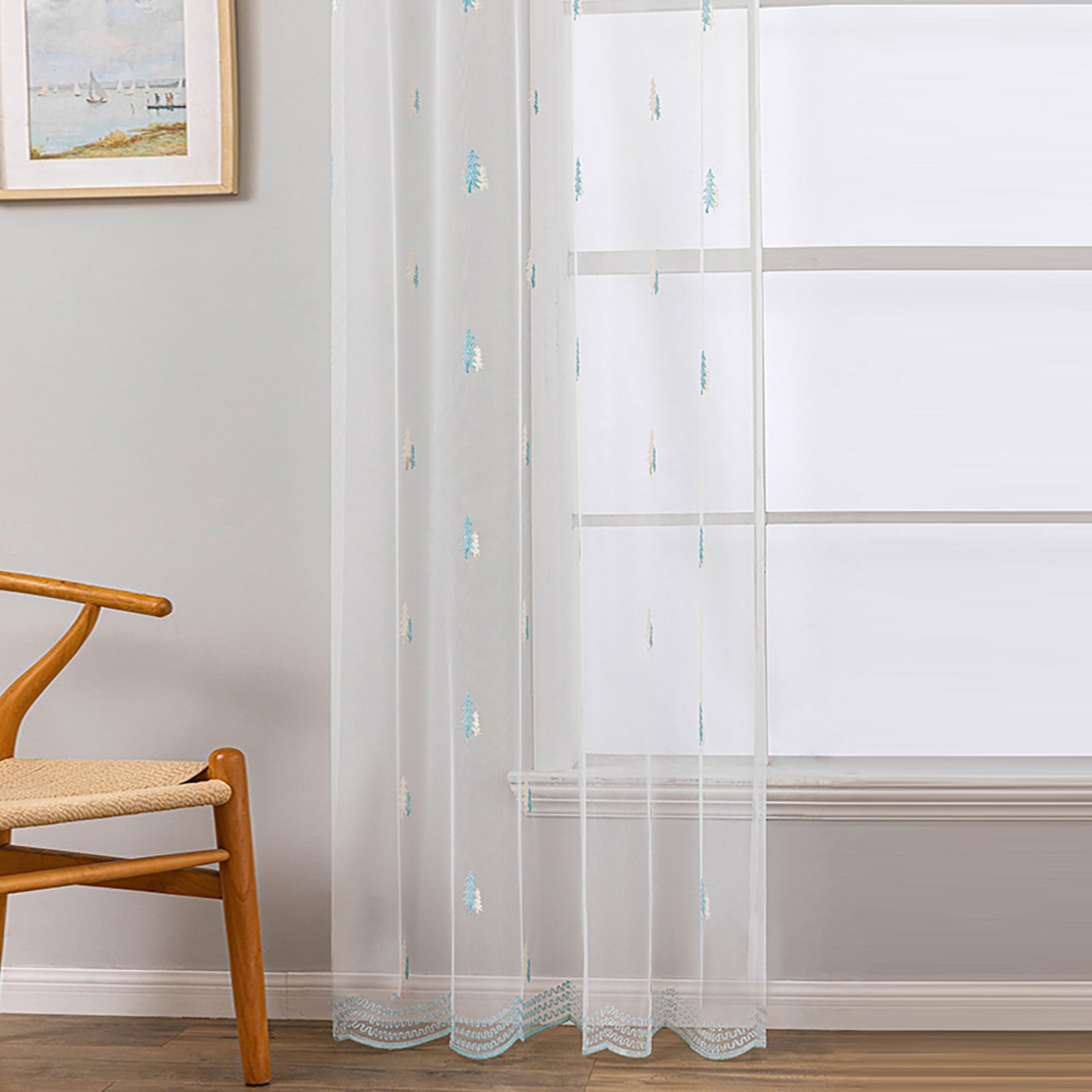 SIfdSeng X Long Shower Curtain Liner Christmas Tree Embroidered