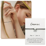 SIfdSeng Young Girls Jewelry Set 12 Twelve Constellations Bracelet Constellation Card Adjustable Black Rope Bracelet