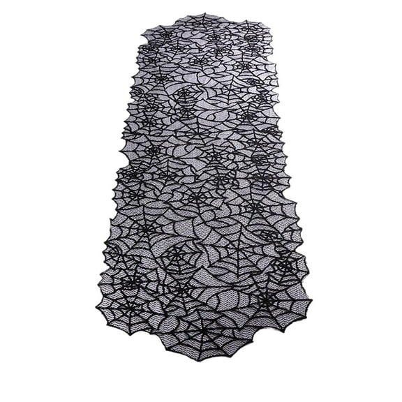 SIguan,Halloween Decorations Table Runner,Black Lace Spider Web Table Runners,Halloweens Lace Table Runner for Halloweens Party Masquerade Home Kitchen Dinner Decoration Indoor Black1 80*20''