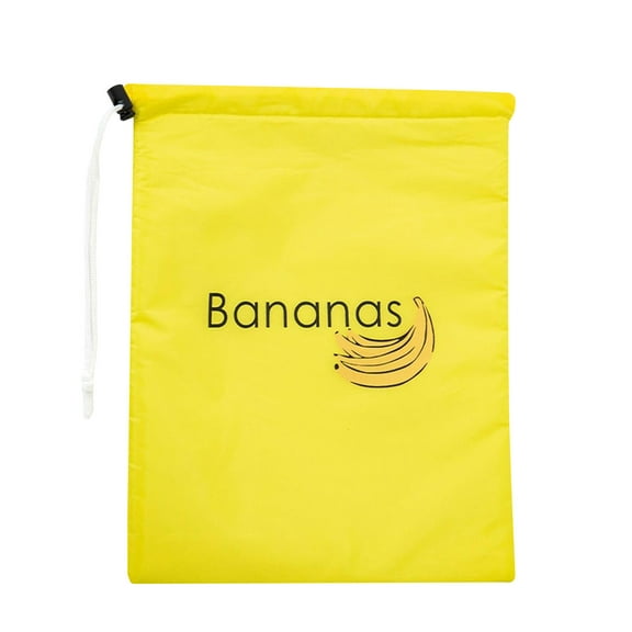 SIguan,Storage Bags with Drawstring,13.78*9.84'' Reusable Washable Produce Bags,Grocery Vegetables Banana Lettuce Bags with Print Light Yellow