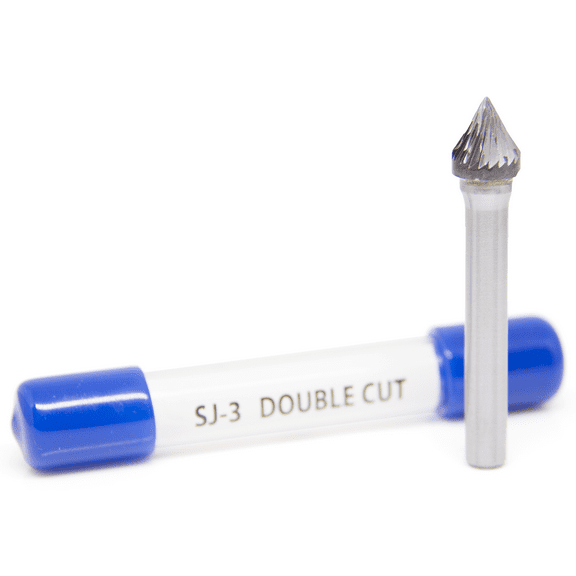 SJ-3 60 Countersink - Premium Double Cut Tungsten Carbide Burr 1/4" Shank