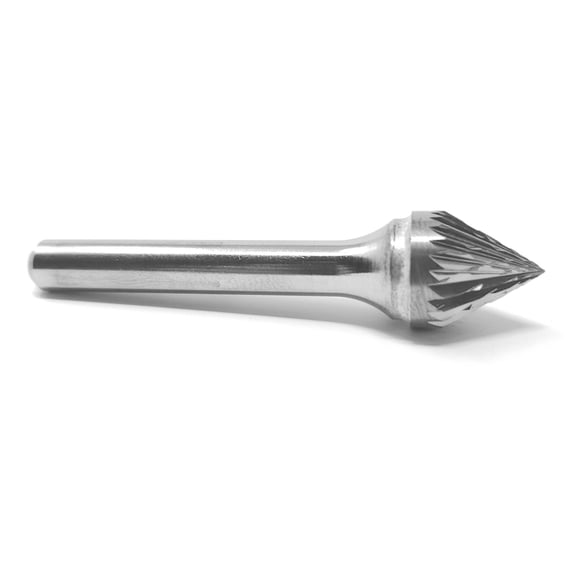 SJ-5 Double Cut Cone 60 Degree 1/2" x 7/16" Carbide Burr Bur Tool Die Grinder Bit 1/4" Shank