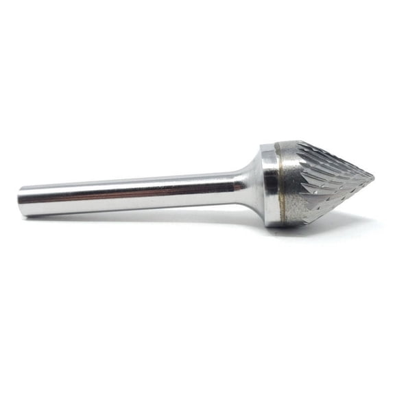 SJ-6 Double Cut Cone 60 Degree 5/8" x 9/16" Carbide Burr Bur Tool Die Grinder Bit 1/4" Shank