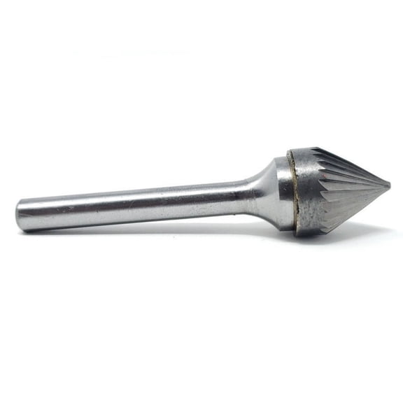 SJ-6 Single Cut Cone 60 Degree 5/8" x 9/16" Carbide Burr Bur Tool Die Grinder Bit 1/4" Shank