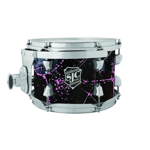 SJC Drums Navigator Series 7" x 10" Rack Tom - Black w/ Pink Splatter
