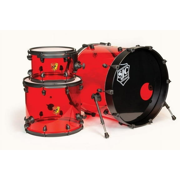 SJC Josh Dun Torch 3-Piece Drum Kit Red Acrylic Shells 22"/16"/12"