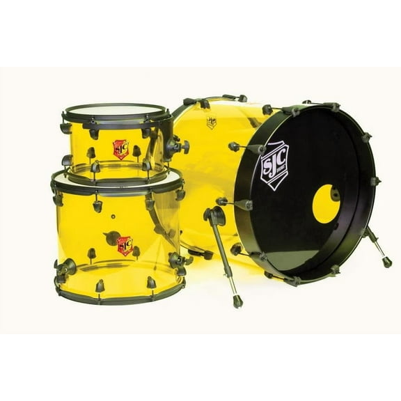 SJC Josh Dun Torch 3-Piece Drum Kit Yellow Acrylic Shells 22"/16"/12"