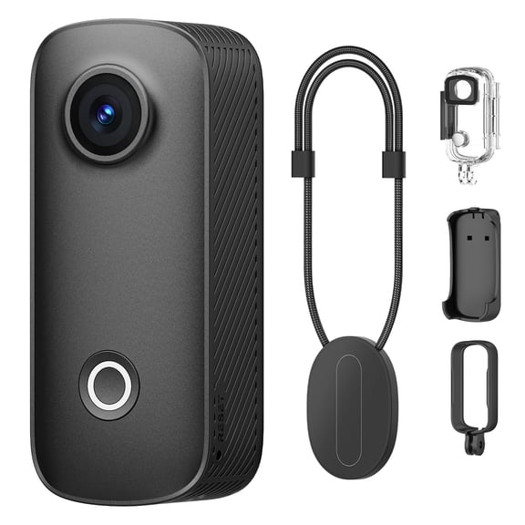 SJCAM C100+ Pro 4K Mini Action Camera, Ultra-Lightweight Thumb Cam with EIS Stabilization, Magnetic Wearable Body Camera for Travel Vlogging & POV Sports, 30m Waterproof with Case, Black