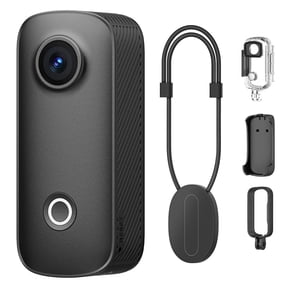 SJCAM C100+ Pro 4K Mini Action Camera, Ultra-Lightweight Thumb Cam with EIS Stabilization, Magnetic Wearable Body Camera for Travel Vlogging & POV Sports, 30m Waterproof with Case, Black