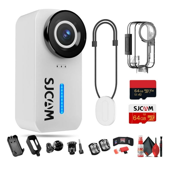 SJCAM C110 Plus Action Camera with 4K Video, Gyro Stabilization, and Audio Recording, Bundle Including: 64GB Micro SD Card, Card Reader, Card Wallet, and USBC Adapter