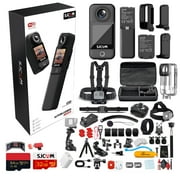 SJCAM C300 4K Dual Touchscreen Action Camera | Ultra HD Compact Vlogging Cam with Front and Rear Screens | Waterproof Mini Camera C300B + 50-in-1 Action Kit + 64GB Card + USB-C Adapter + More