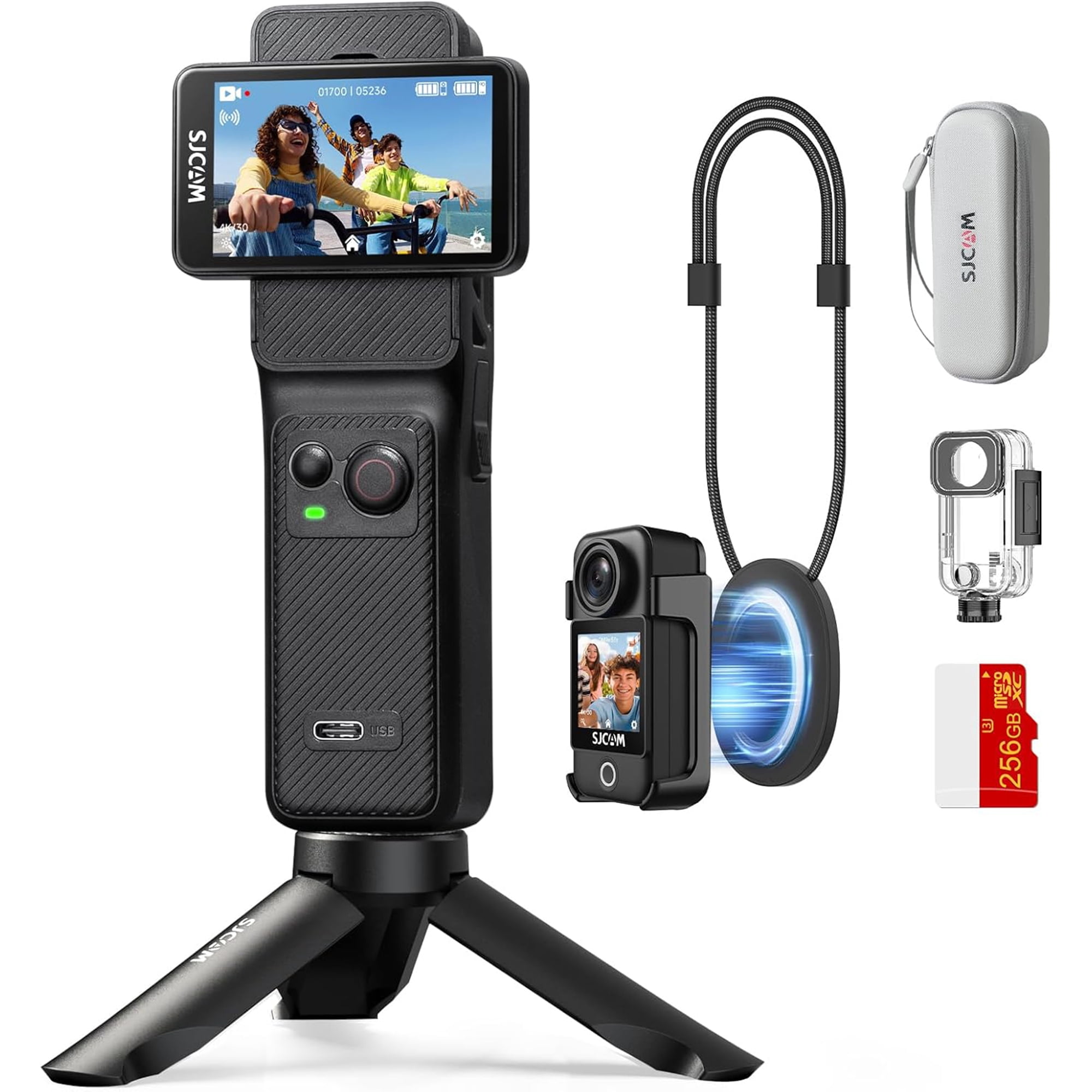 SJCAM C400 3 in 1 Vlogging Camera Combo, 4K Pocket Handheld Camera, 7H ...