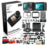 كاميرا الحركة SJCAM SJ11 Active 4K ذات الشاشة المزدوجة التي تعمل باللمس | كاميرا مقاومة للماء مع شاشة أمامية وخلفية | Vlog-Ready للمغامرة وركوب الدراجات والغوصSJ11 + مجموعة ملحقات الحركة 50 في 1 + بطاقة 64 جيجابايت + المزيد