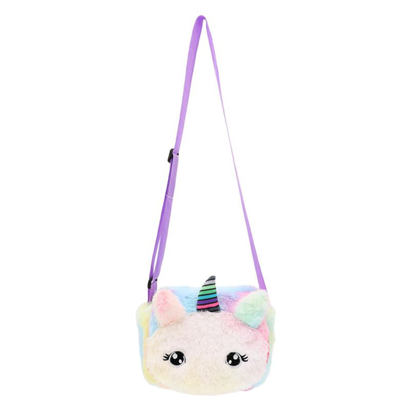 SJENERT 1PC Soft Plush Crossbody Purse Cute Unicorn Shoulder Bag Rainbow Small  Pouch Wallet for Women Girls, Multi Styles(Style 3) 