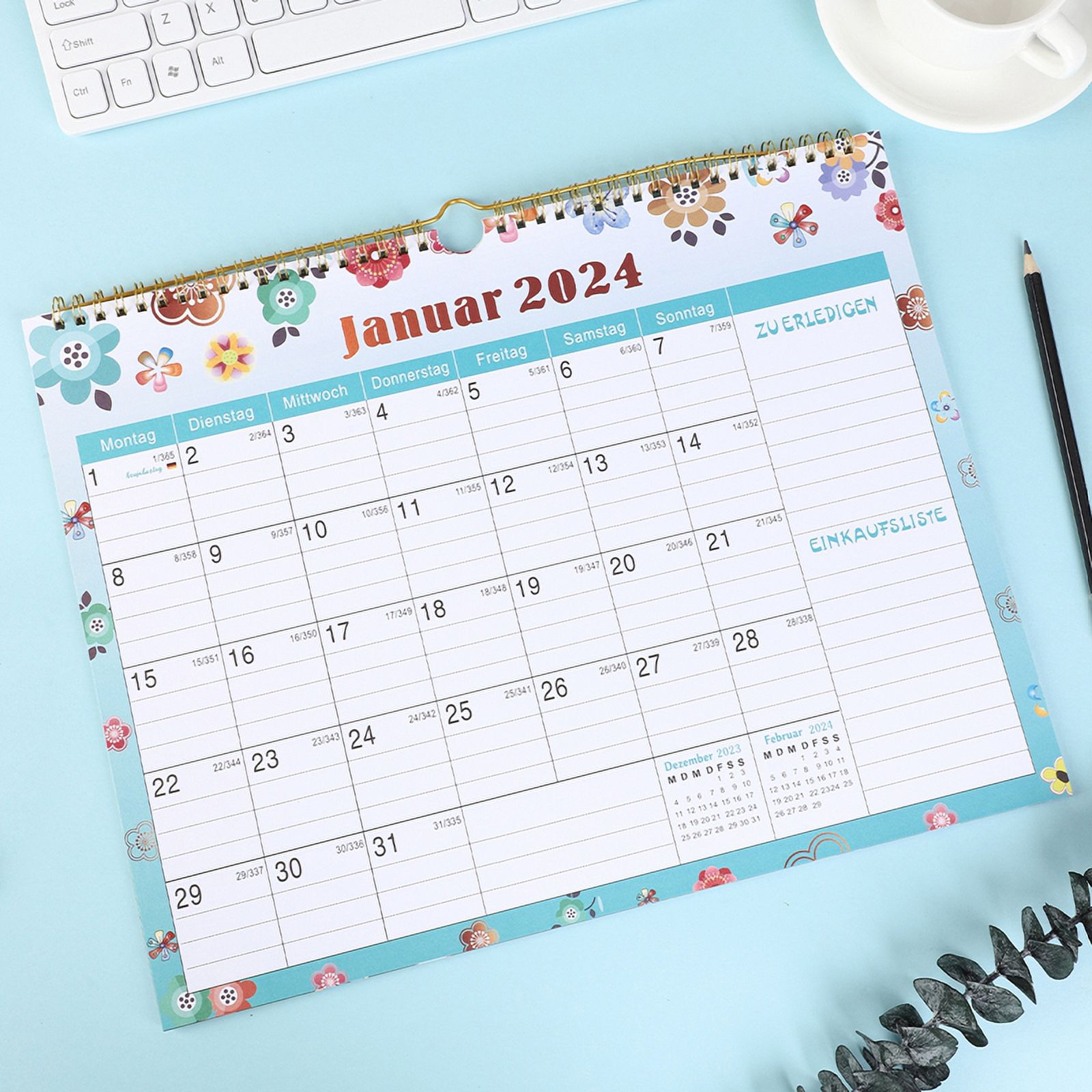 SJENERT 2024 Desk Calendar Desk Calendar 2024 Large Ruled Blocks, todo List & Notes, Corner