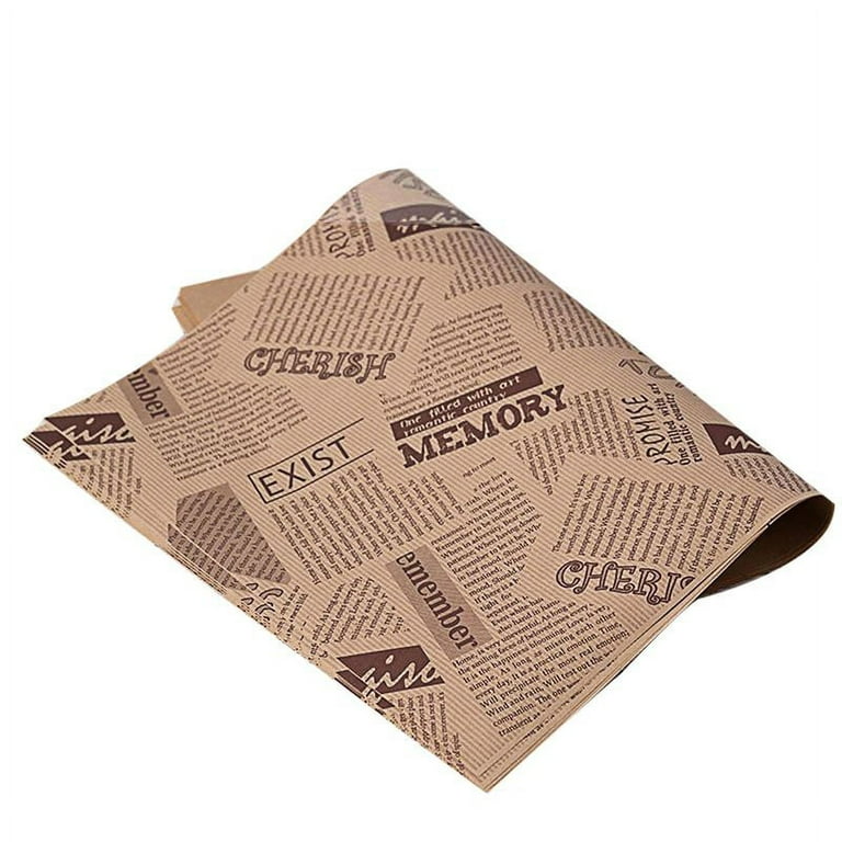 SJENERT 50Pcs/Set Sandwich Wrapping Paper, Vintage Newspaper Toast Baking  Bread Food Wrapping Parchment Paper Grease Resistance Papers Home Kitchen