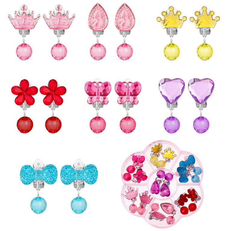  25 Pairs Kids Clip On Earrings for Girls Ages 4-12  Hypoallergenic, DEVIENG Little Girl Cute Small Clip-On Earrings Jewelry  Gifts Set: Clothing, Shoes & Jewelry