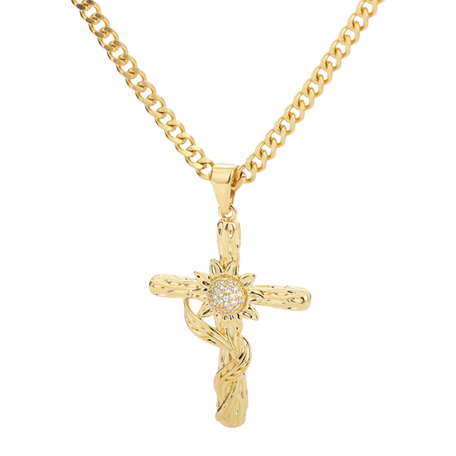 SJENERT Cross Necklace for Women Sunflower Cross Necklace Dainty Sunshine Pendant for Women Mom