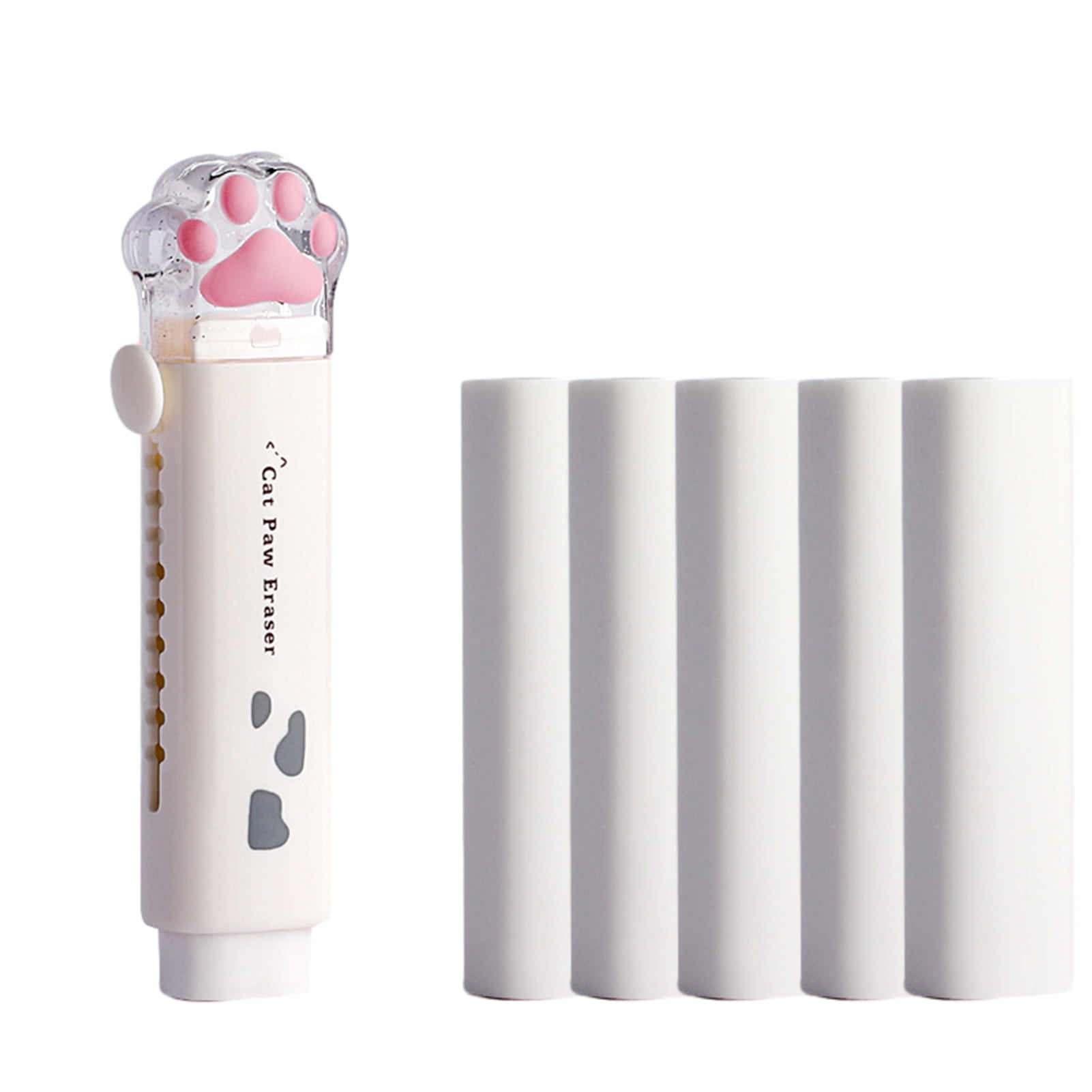 SJENERT Cute Cat Paw Erasers Retractable Erasers And 5 Refill Erasers