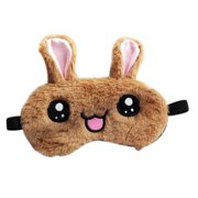 SJENERT Faux Rabbit Fur Lovely Big Eyed Bunny Blindfold Comfortable Relaxing Sleeping Blindfold