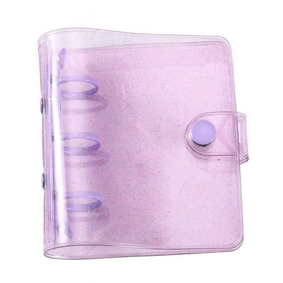 SJENERT Mini Transparent Three-Ring Binder Sleeve,Transparent Soft PVC Notebook Binder Cover, Folder Blank Inner Pages