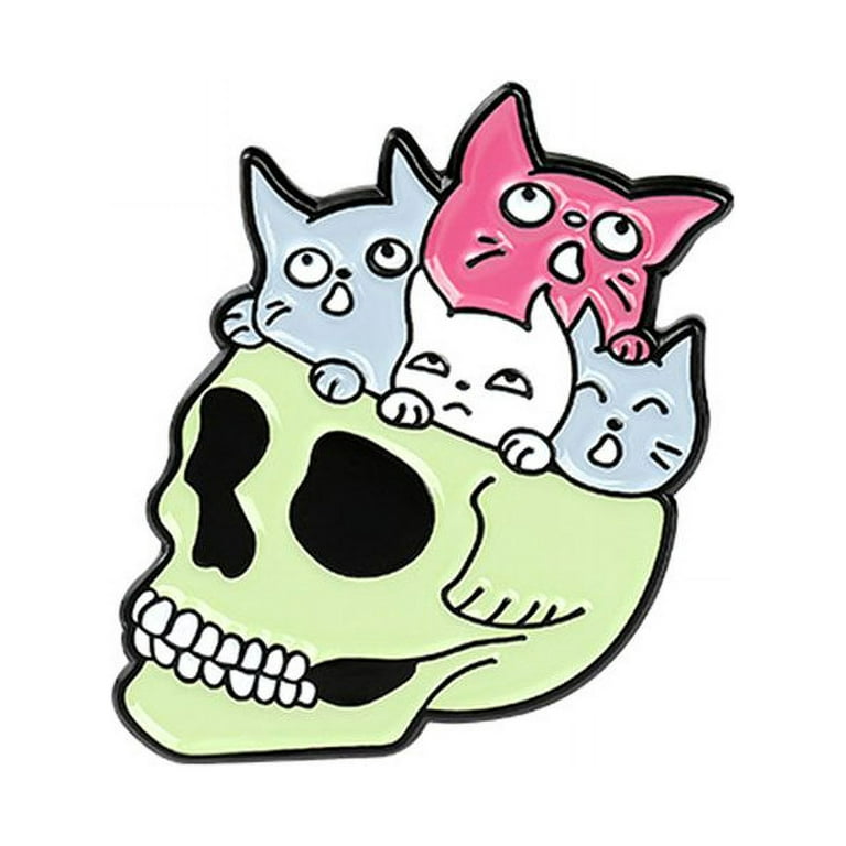 Badges Pin Backpack Punk, Cat Skull Enamel Pin, Enamel Pin Punk Pins