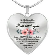 SJENERT To My Daughter Heart Necklace Unique Gifts for Daughter from Mom Birthday Gift Jewelry(Silver-from mom)