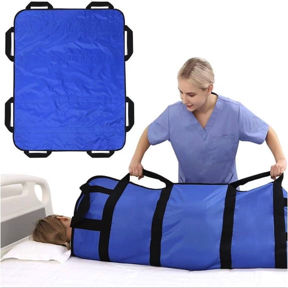 SJH Multipurpose Positioning Bed Pad Turning, Lifting & Repositioning,Multipurpose 48" x 40" Positioning Bed Pad with Reinforced Handles,Reusable & Washable Transfer Sheet,Blue