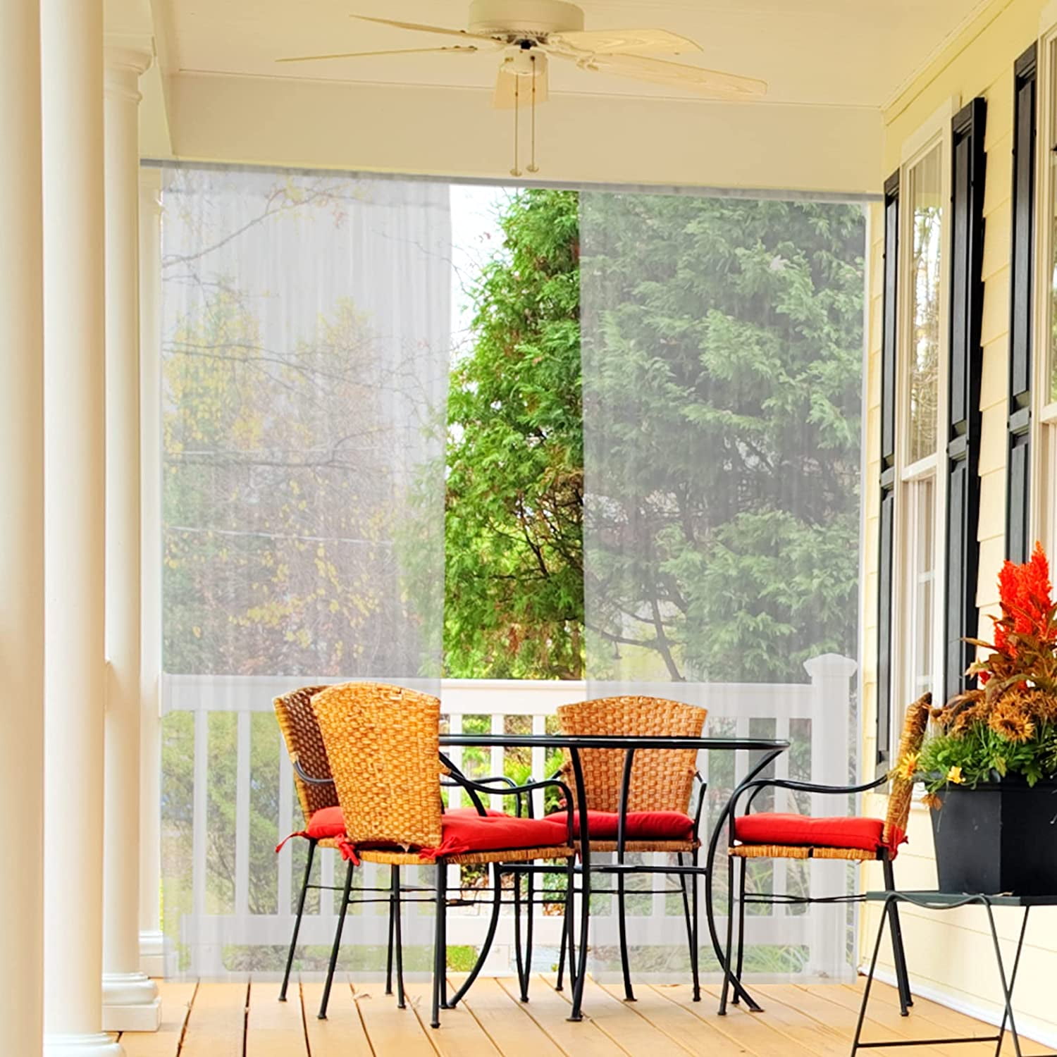 SJHmoo Mosquito Netting for Porch/Patio/Canopy/Garden, Outdoor Sheer Tulle Curtains Mesh Net