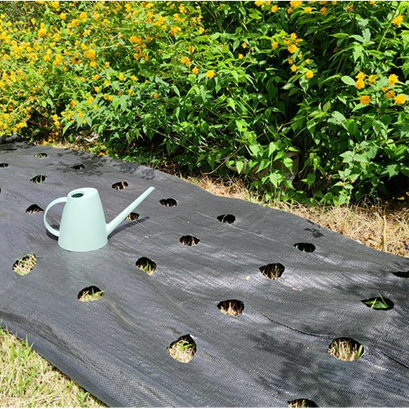 SJHmoo Weed Barrier Landscape Fabric with Holes 5x16ft, Ground Cover Weeds Blocker Heavy Duty PP Woven Weed Control Fabric for Garden and Raised Bed …