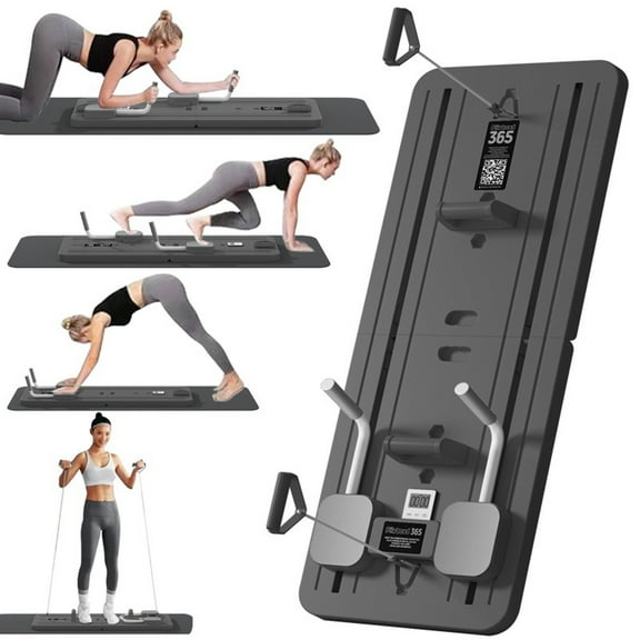 SJHui Pilates Board,4-in-1 Fitness Equipment,Foldable Exercise Board with Push-Up Bars, Resistance Bands & Timer for Full-Body Home & Gym Workouts(Black)