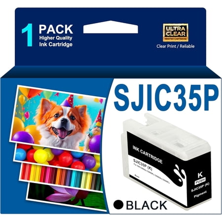 SJIC35P Ink Cartridge SJIC35P-BK Ink C13T44B120 Compatible with Colorworks CW-C6000Au CW-C6000Pu CW-C6500Au CW-C6500Pu Lable Printer(1 Gloss Black)
