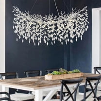 SJIGUANGZ Chandeliers for Dining Room,47.2" Silver Modern Tree Branch Chandelier Industrial Raindrop Chandelier Farmhouse Rectangle Chandeliers for Kitchen Island, Living Room, Bedroom, Entryway