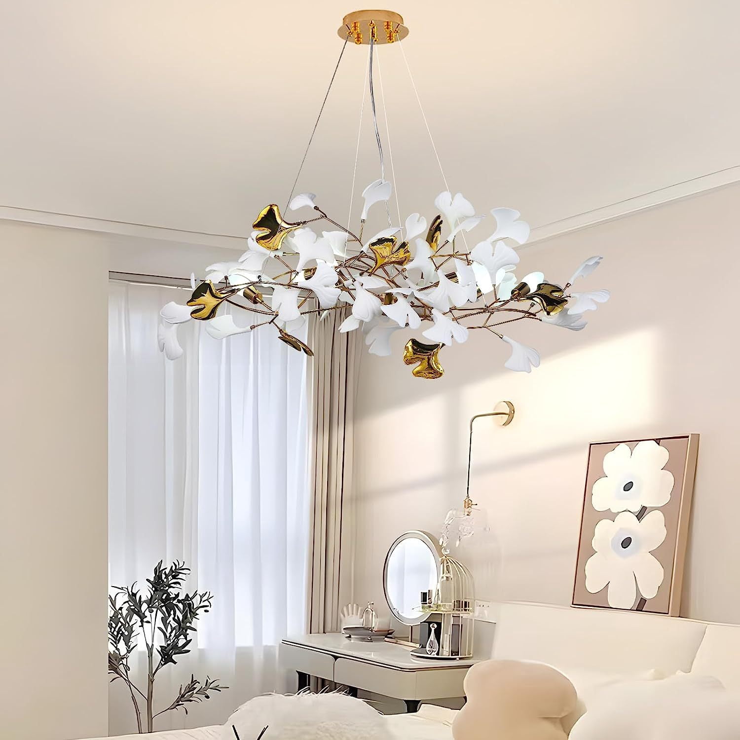 SJIGUANGZ Modern White Chandelier,Contemporary Gold Chandeliers with ...