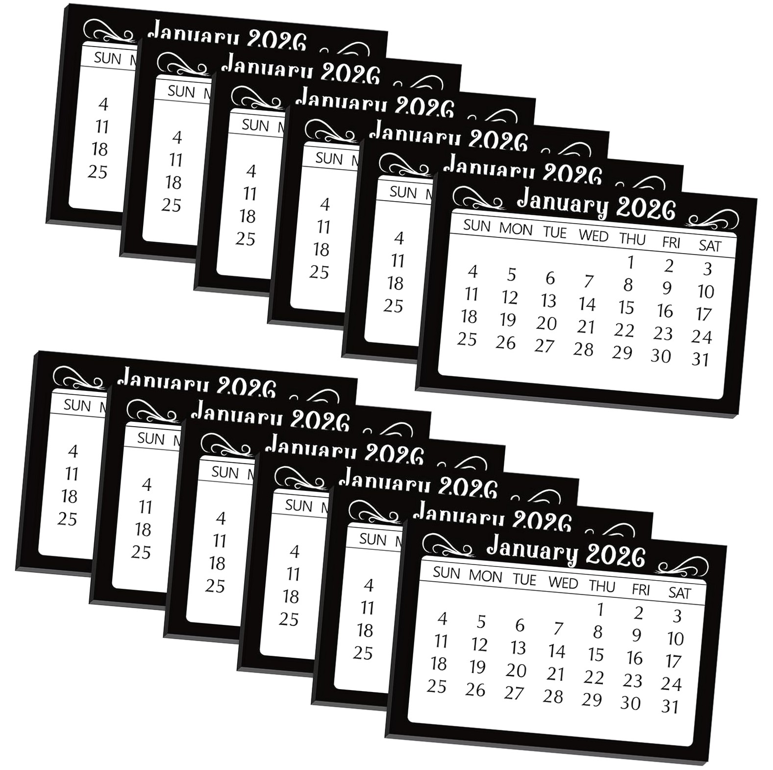 2026 Personalized Mini Calendars - 12 Pack, 2.25" X 3" Tear-Off Pads For Scrapbooking & Crafts
