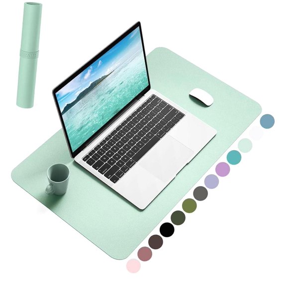 SJJ Leather Desk Mat, Laptop Computer Desk Keyboard Cover, Table Protector Writing Mat, Extra Large Mouse Pad for Office/Work/Decor(Pale, 23.6" x 13.7")