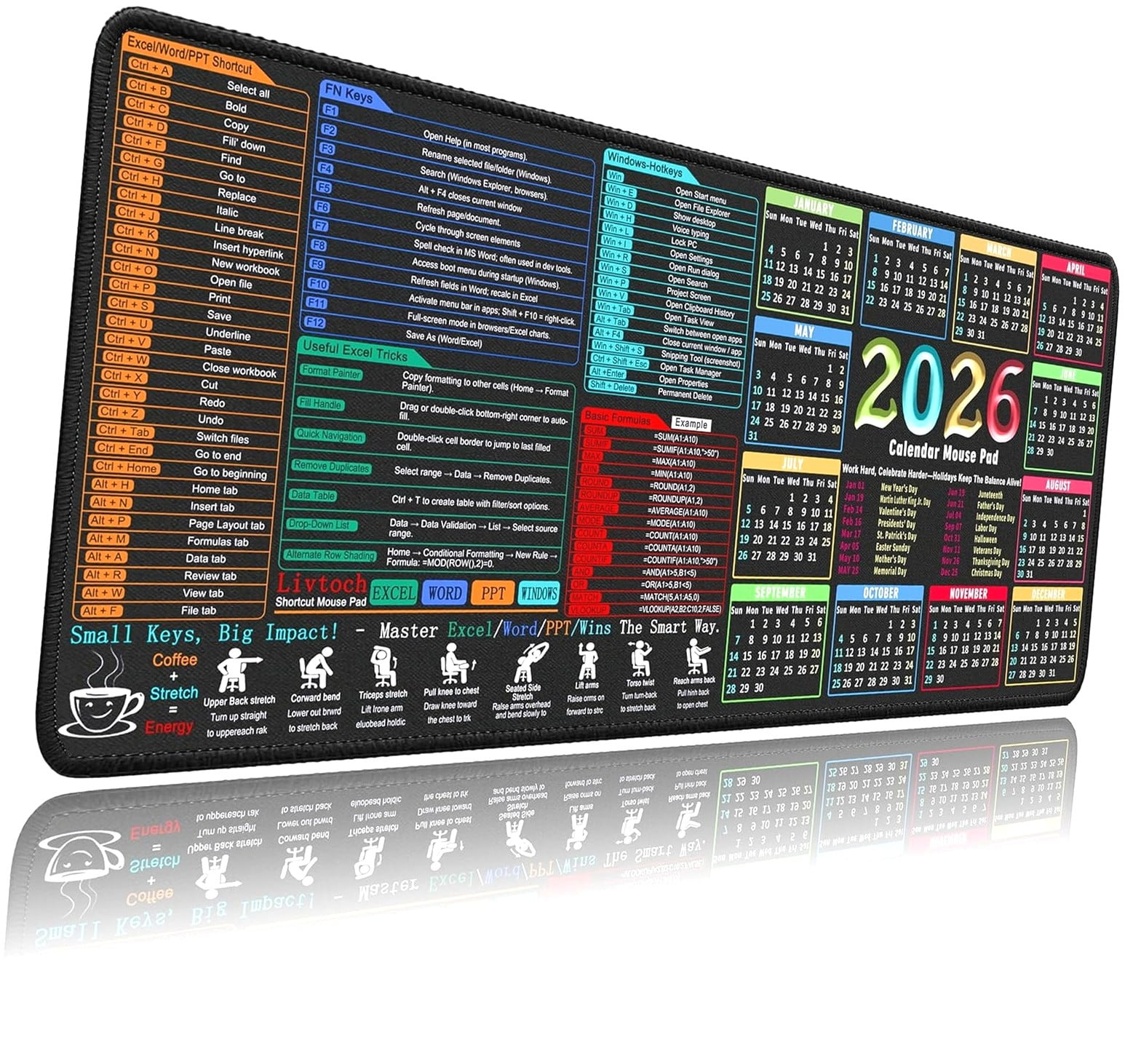 SJJ Mouse Pad With Keyboard Shortcuts 2026 Calendar Word PPT SJJ Mouse Pad With Keyboard Shortcuts 2026 Calendar Word PPT Shortcuts Desk Mat 31 5 X11 8 Large Mouse Pad For Office Gaming Smooth Glidi 48fd3632 2c7a 412d 9148 