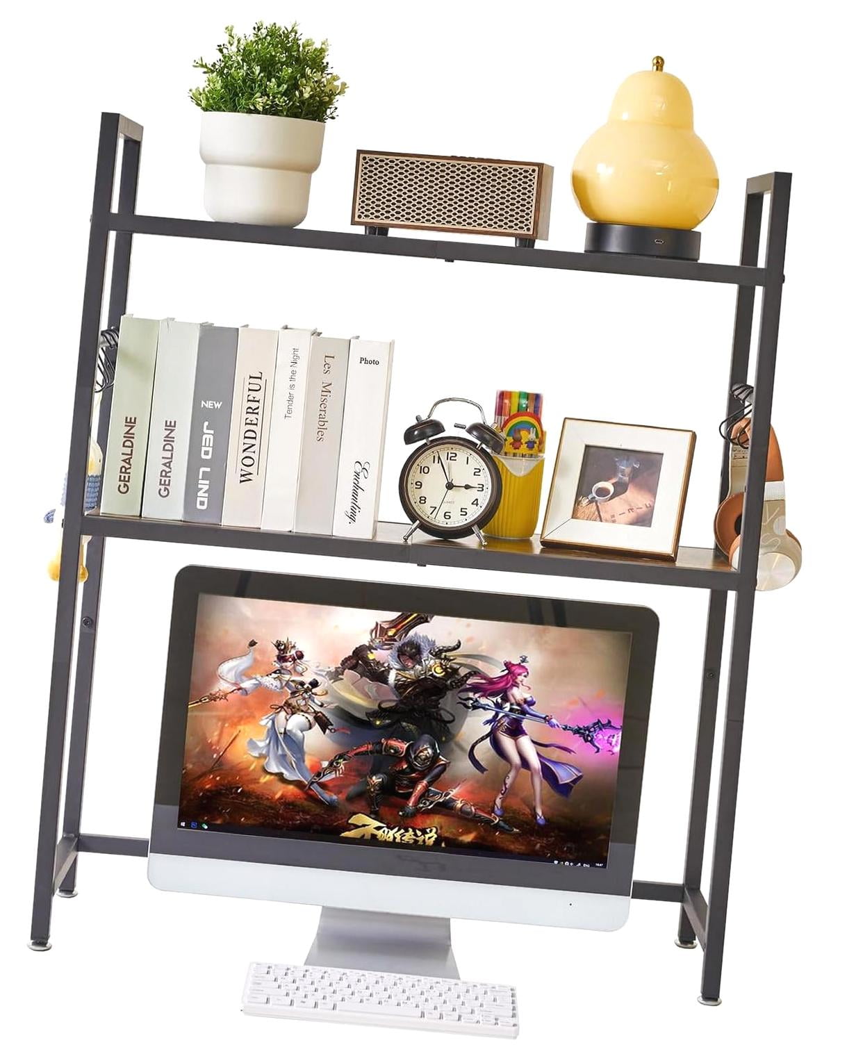 SJJ Office Desktop Shelf Organizer Computer Storage Rack Adjustable ...