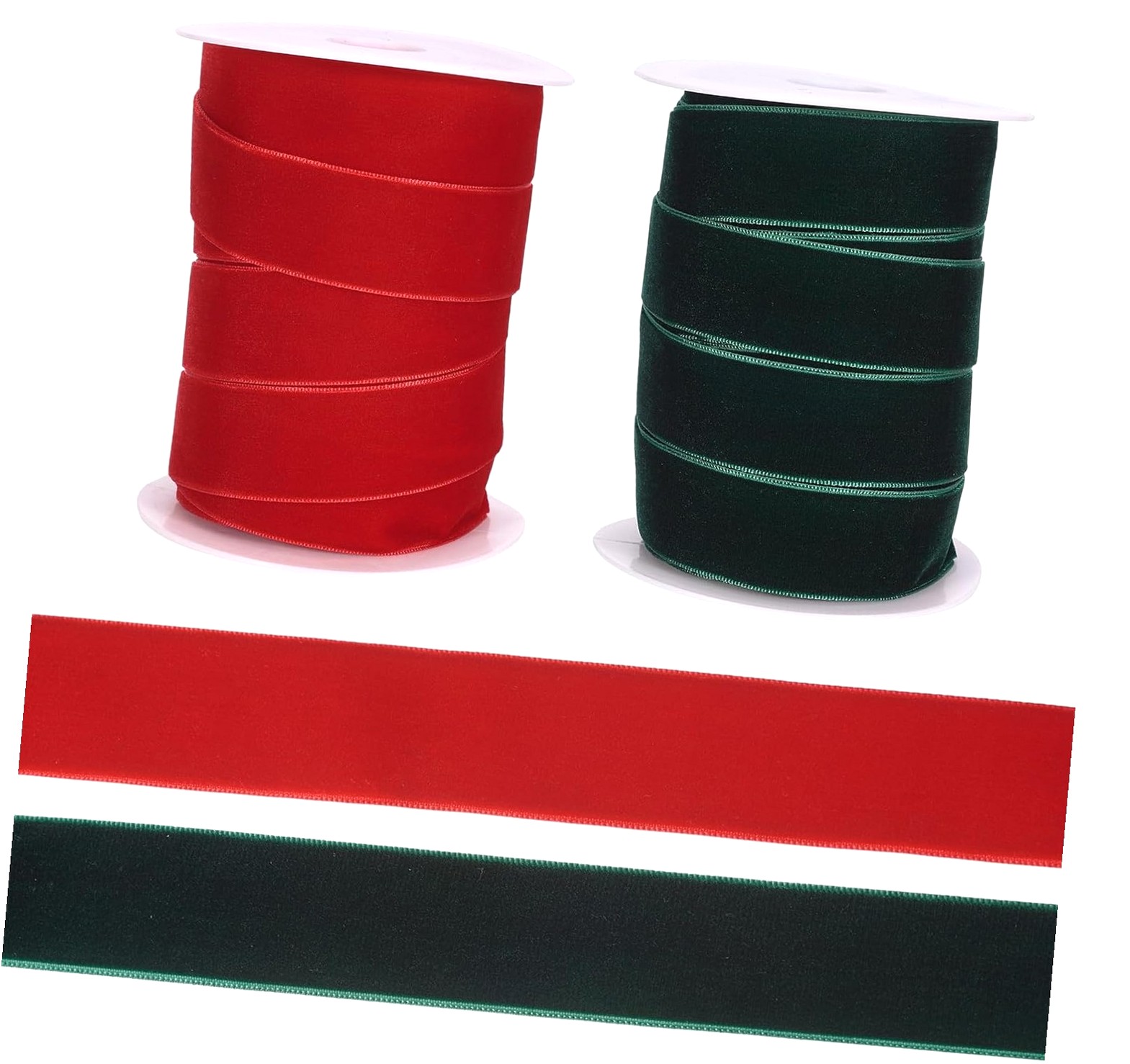 SJJ Pandahall 2 Rolls Red Velvet Ribbons 1 Inch Single Face Velvet ...